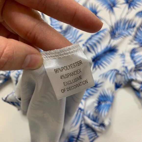 TailorByrd Polo Shirt Mens L Large Blue White Floral Performance Moisture Wick - Picture 7 of 9